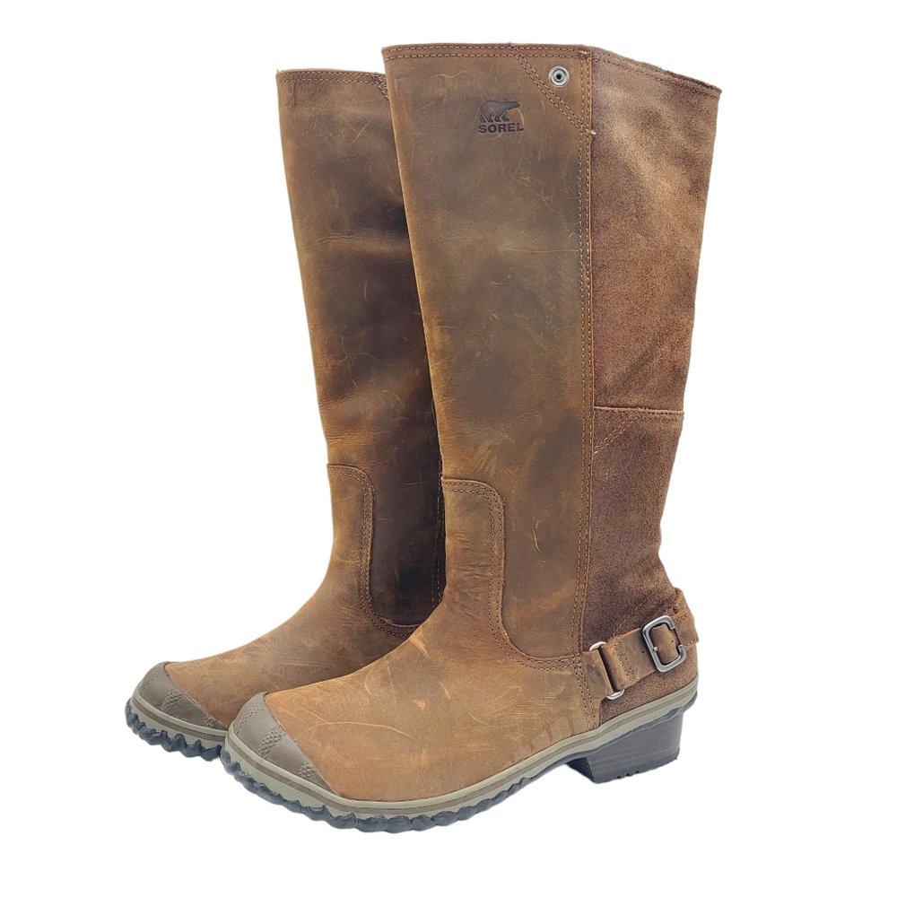 Sorel Women's Slimboot Brown Leather Knee High NL2108-260 Boots - Size 10